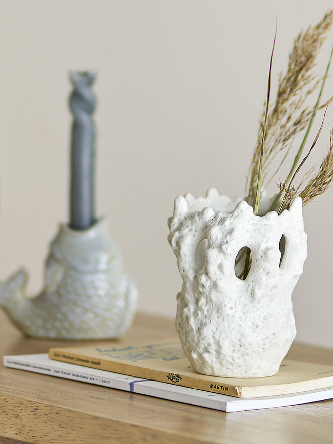 Jarrón decorativo Fianna, 12,5 cm, blanco