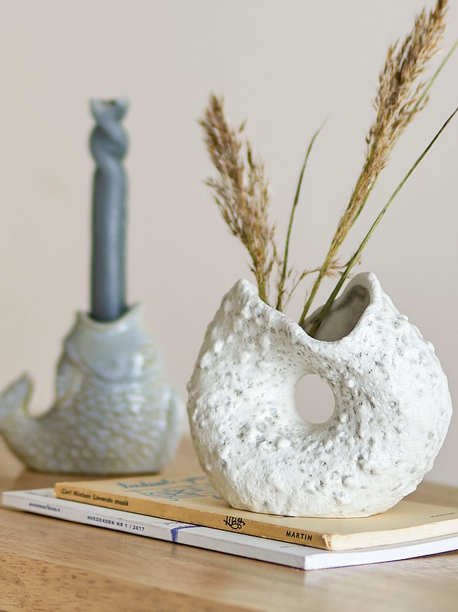 Jarrón decorativo Fianna, 12 cm, blanco