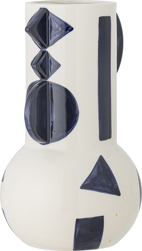 Jarrón Graphica, 24 cm, blanco y azul
