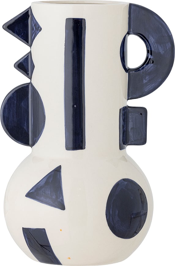 Jarrón Graphica, 24 cm, blanco y azul