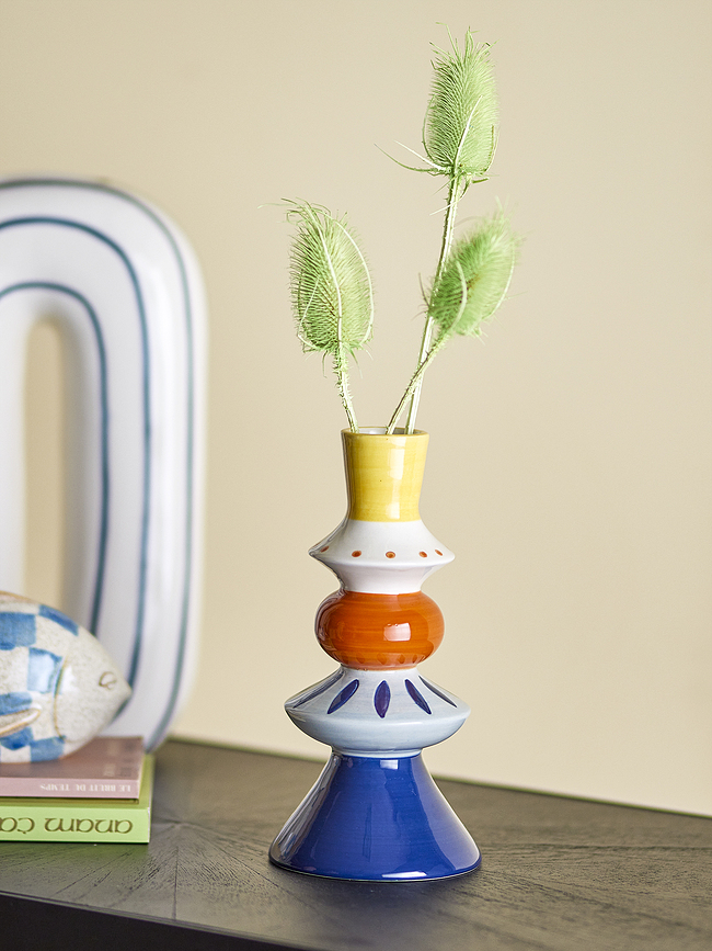 Jarrón Kairi, 21 cm, bicolor azul y naranja