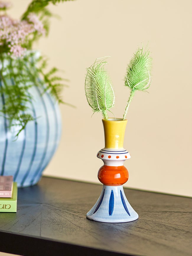 Jarrón Kairi, 21 cm, bicolor azul y naranja
