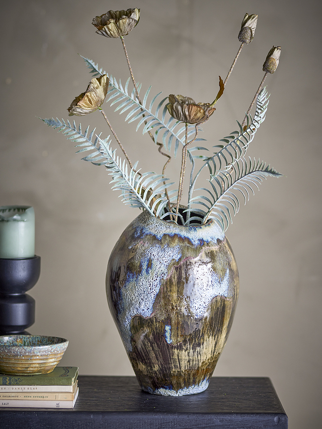 Jarrón Senja, 31,5 cm, marrón y azul