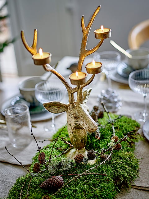 Kanei Mehrarmiger Kerzenständer Hirsch, goldfarben