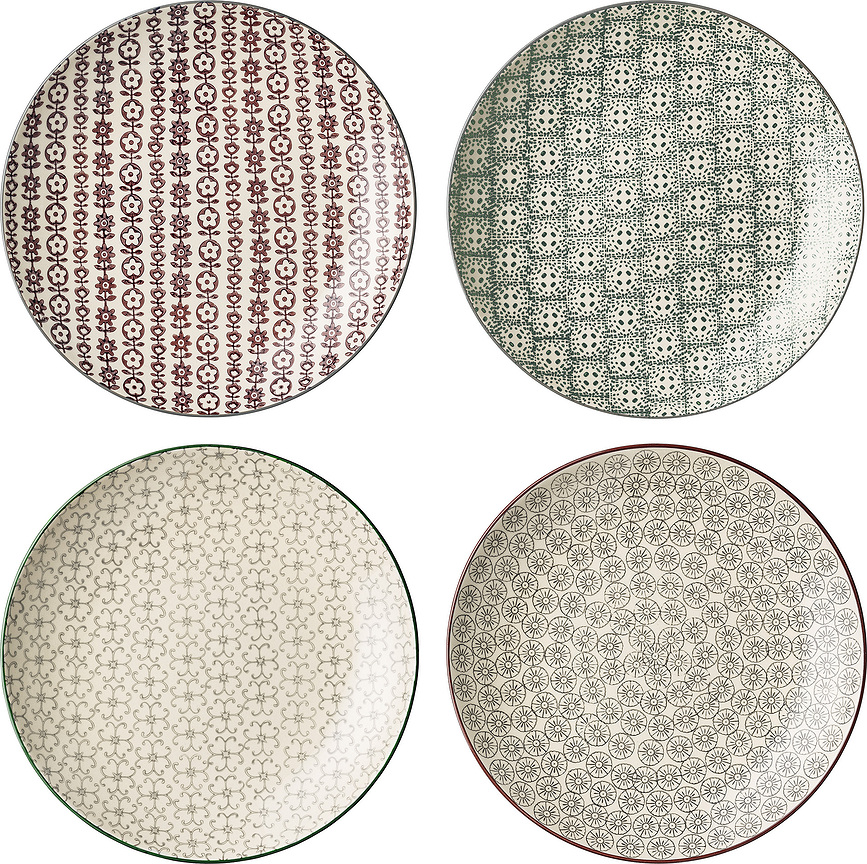 Karine Assiettes, en grès, Lot de 4