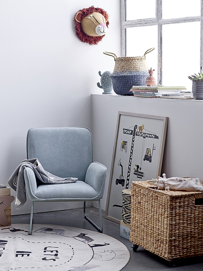 Kiafillippa Panier de Rangement, bleu, en jonc de mer