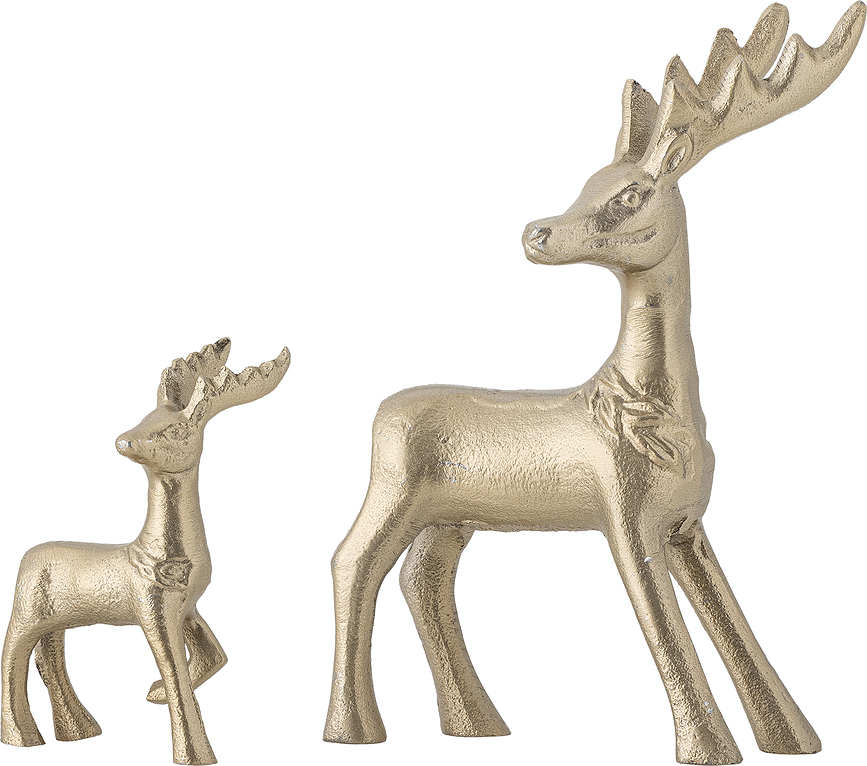 Kila Figurines Rennes de Noël, dorées, Lot de 2