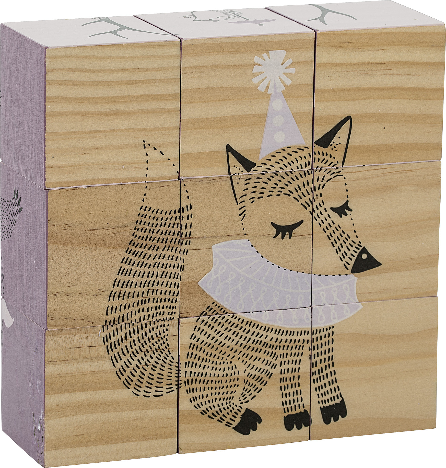 Klocki do układania Bloomingville różowe drewniane