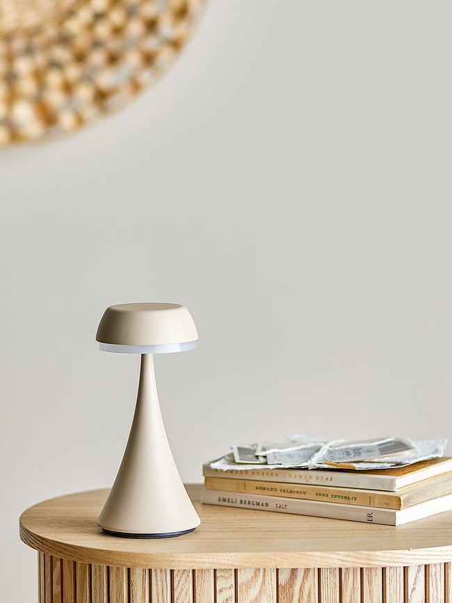 Lámpara de mesa inalambrica Pepple, 17,5 cm, beige