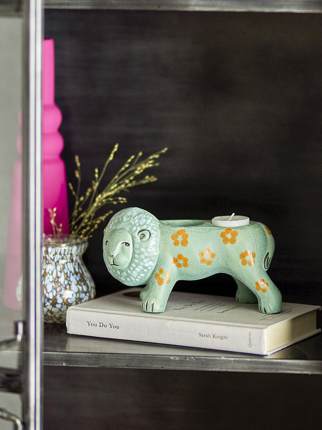 Leander Κηροπήγιο για ρεσό, σχέδιο λιοντάρι, μπλε