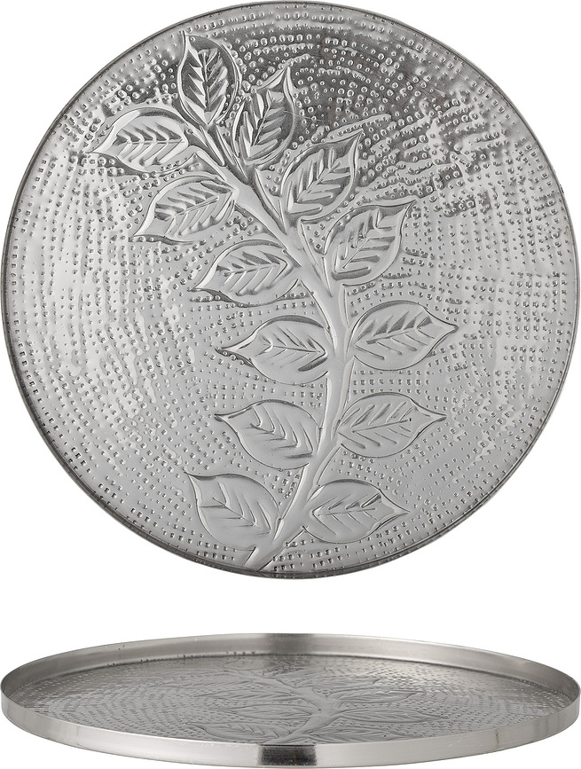 Leila Δίσκος Διακοσμητικός, 30 cm, ασημένιος, μεταλλικός