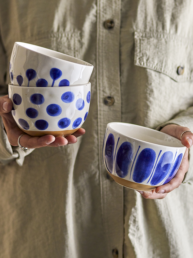 Linora Bols 580 ml, blancs et verts, Lot de 3