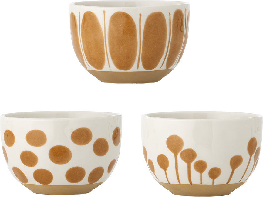 Linora Μπολ, 580 ml, λευκό-καφέ, 3 τμχ