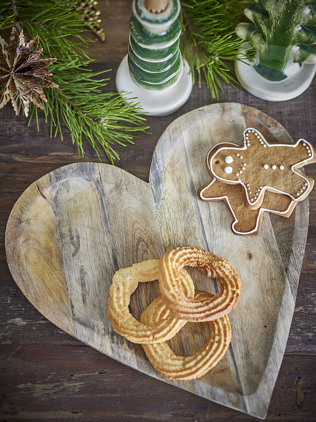 Lotuz Planche de Service en forme de cœur, en bois de manguier