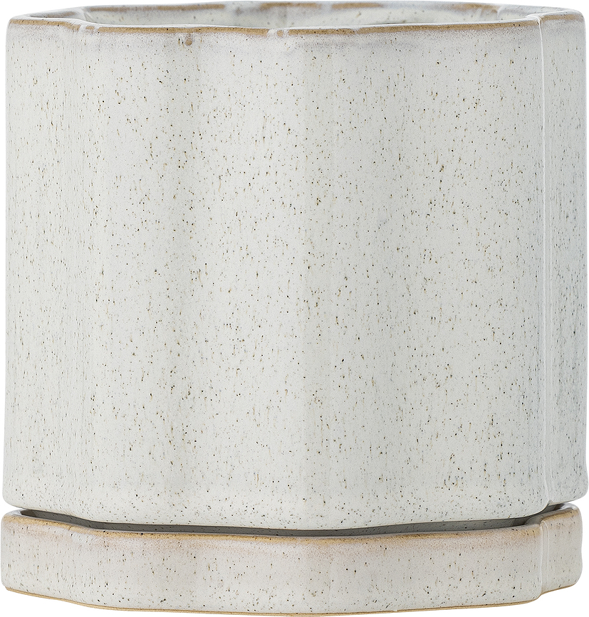 Maceta con plato Argyle, gris