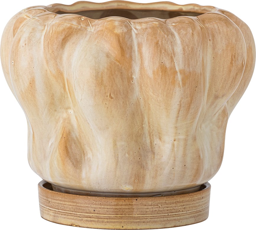 Maceta Hollis, 20 cm, beige, con plato