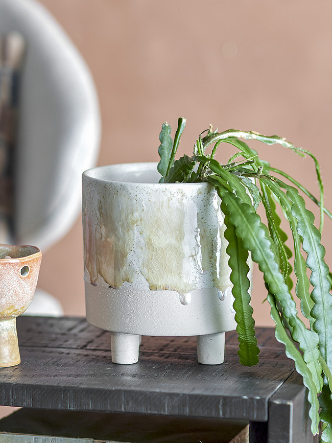 Maceta Decorativa con patas Imoa, 15,5 cm, amarilla