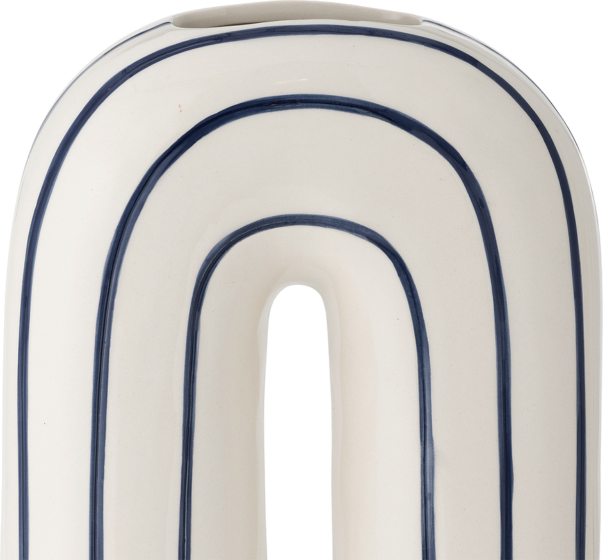 Mae Vase décoratif, 32 cm, crème et bleu