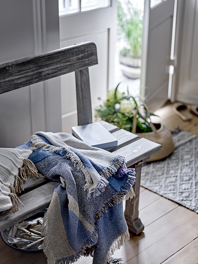 Maji Plaid, 160 x 130 cm, bleu, en matière recyclée