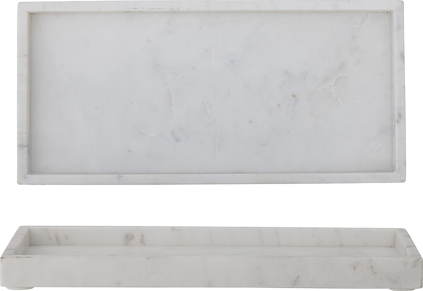 Majsa Plateau 35 cm, blanc, effet marbre