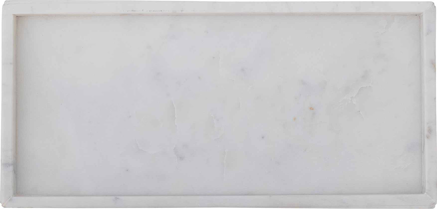 Majsa Tablett 18 x 38 cm weiß aus Marmor