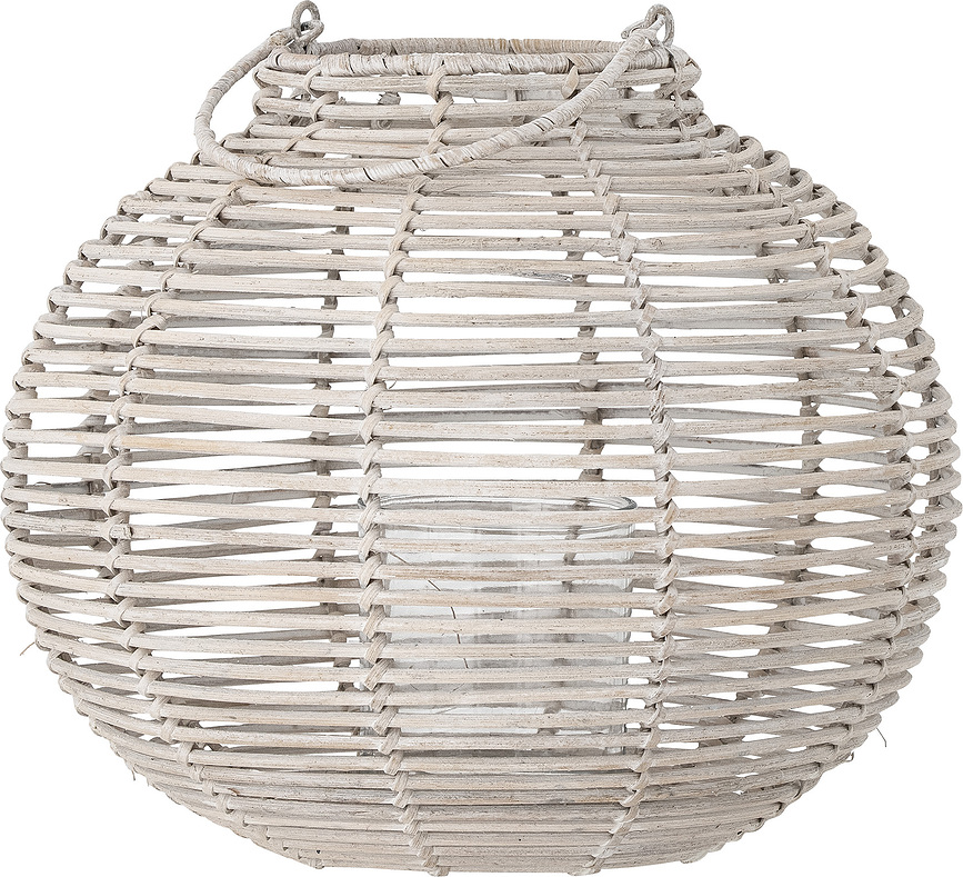 Malua Lanterne 36 cm, blanche, en rotin