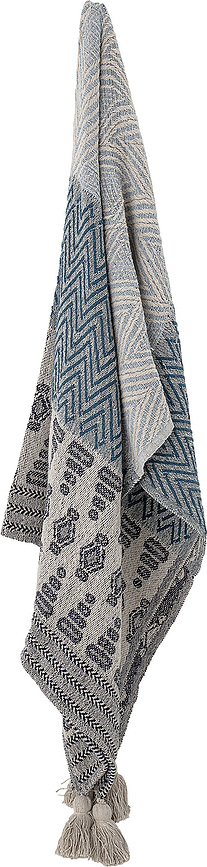 Manta Bloomingville, 130x160 cm, azul y gris