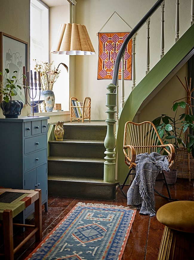 Manta Bresso, 130 x 160 cm, azul, con flecos