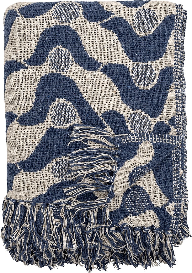 Manta Santena, 160 x 130 cm, beige y azul