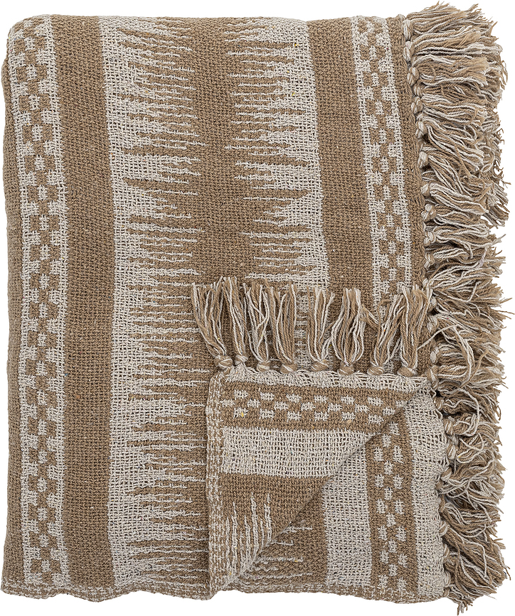Marmi Plaid à franges, 130 x 160 cm, marron clair