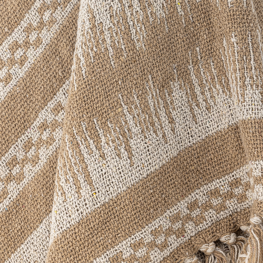 Marmi Plaid à franges, 130 x 160 cm, marron clair