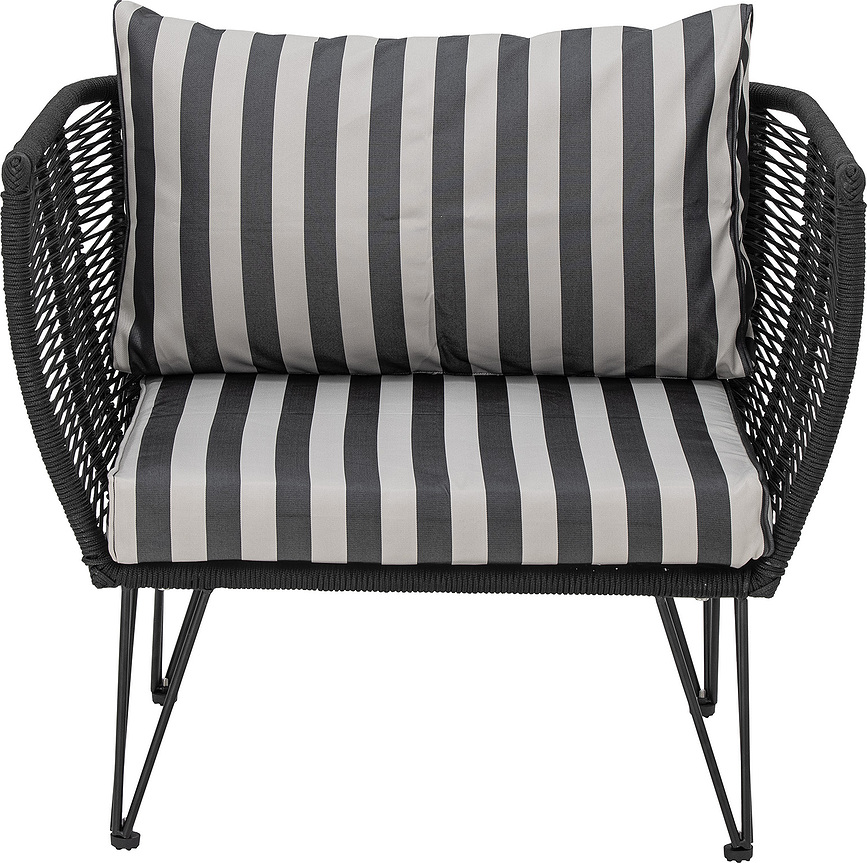 Mundo Housses de Coussin pour fauteuil, à rayures, noires, Lot de 2