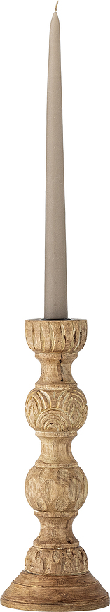 Nalua Bougeoir pour bougie classique, 32 cm, en bois de manguier