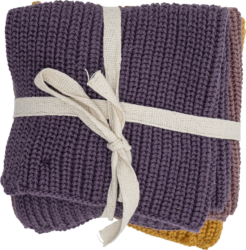 Ninna Torchons 27 x 27 cm, marrons, Lot de 3