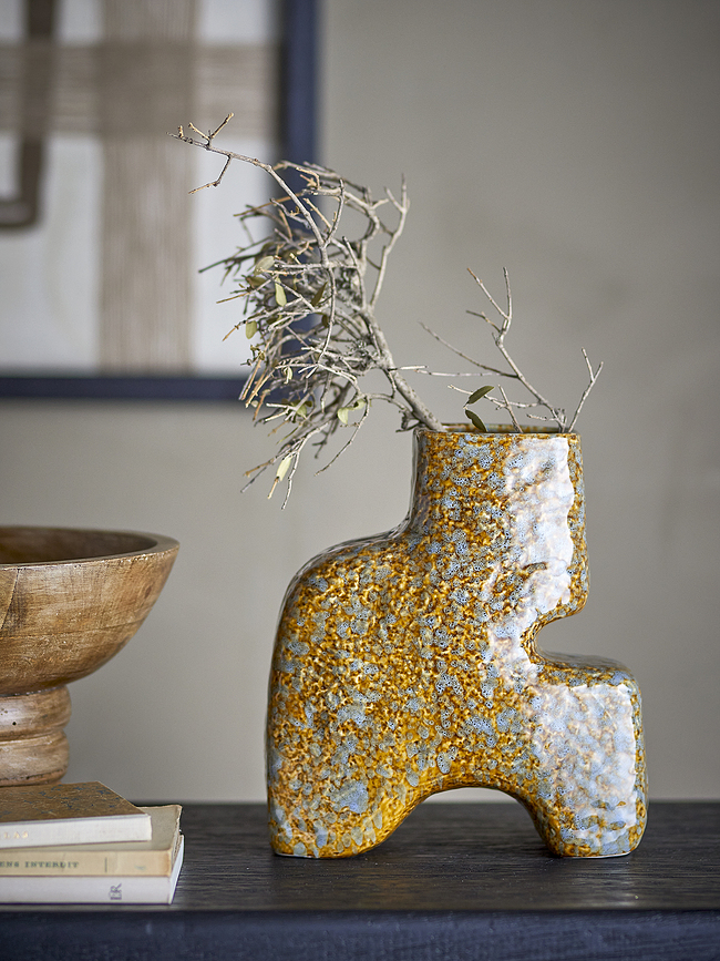 Ollia Vase décoratif, 20 cm, noir et beige