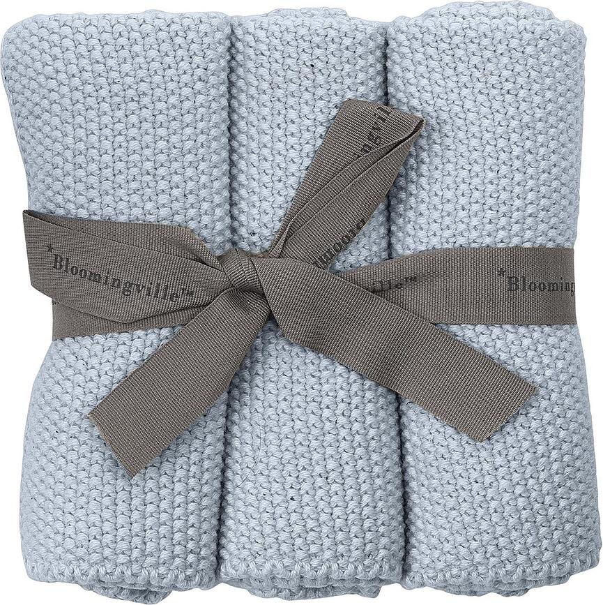 Paños de cocina Bloomingville, 25 cm, azules, Pack de 3