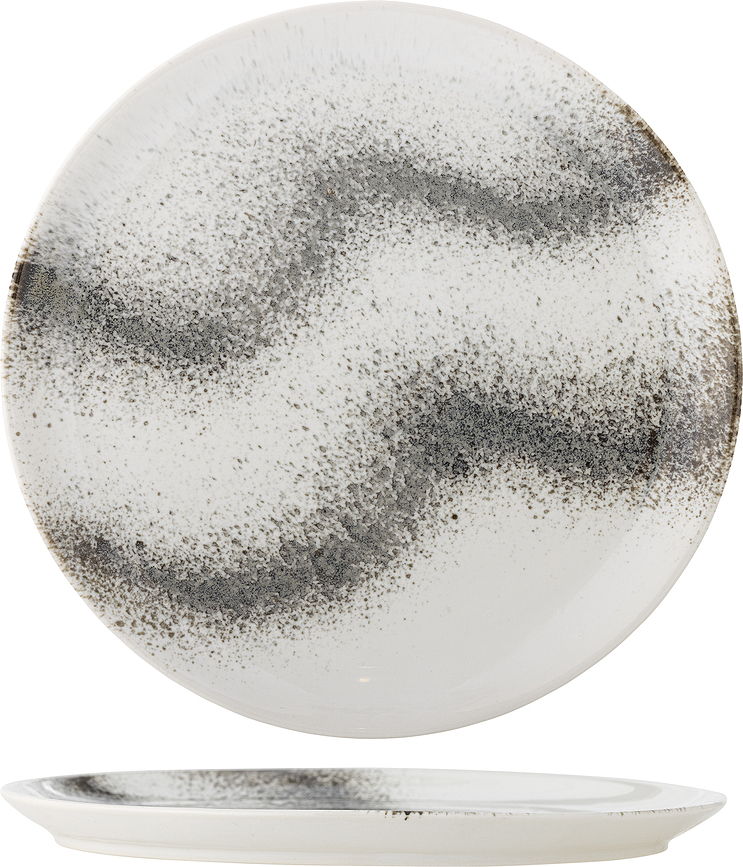 Paula Assiette Plate 26,5 cm, gris et blanc
