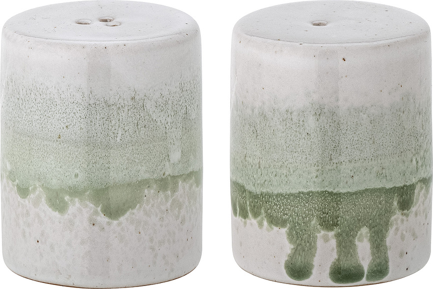 Paula Salière et Poivrière, crème et vert, Set 2 pièces