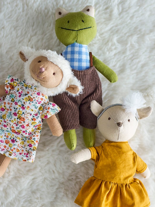 Peluches Animal Friends, oveja, conejo y rana, Set de 3 unidades