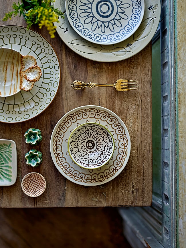 Plato de Desayuno Maple, 20 cm, beige y azul