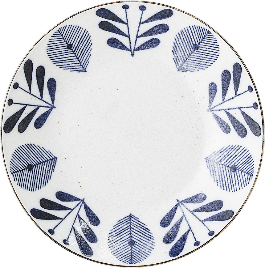 Plato Hondo Camellia, 21,5 cm, blanco con diseño azul