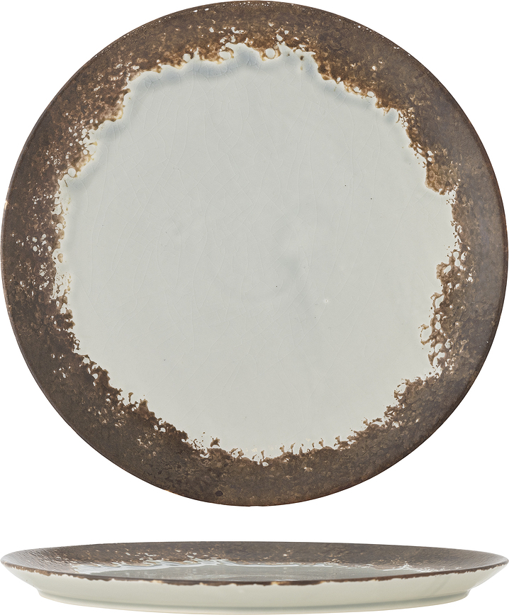 Plato Llano Paula, 26,5 cm, gris y marrón