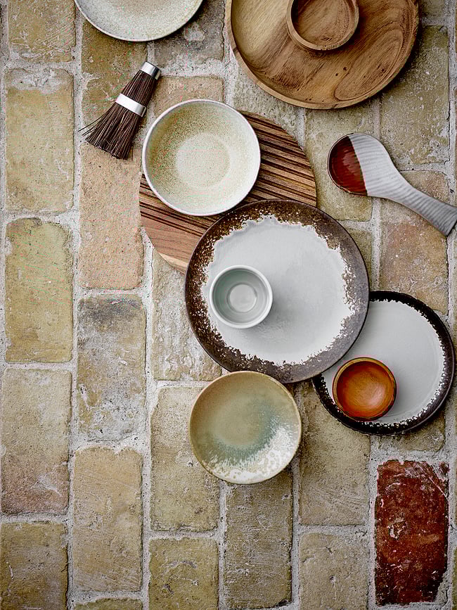 Plato Llano Paula, 26,5 cm, beige y gris