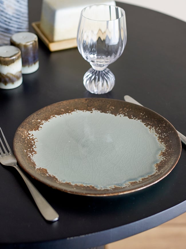 Plato Llano Paula, 26,5 cm, beige y gris