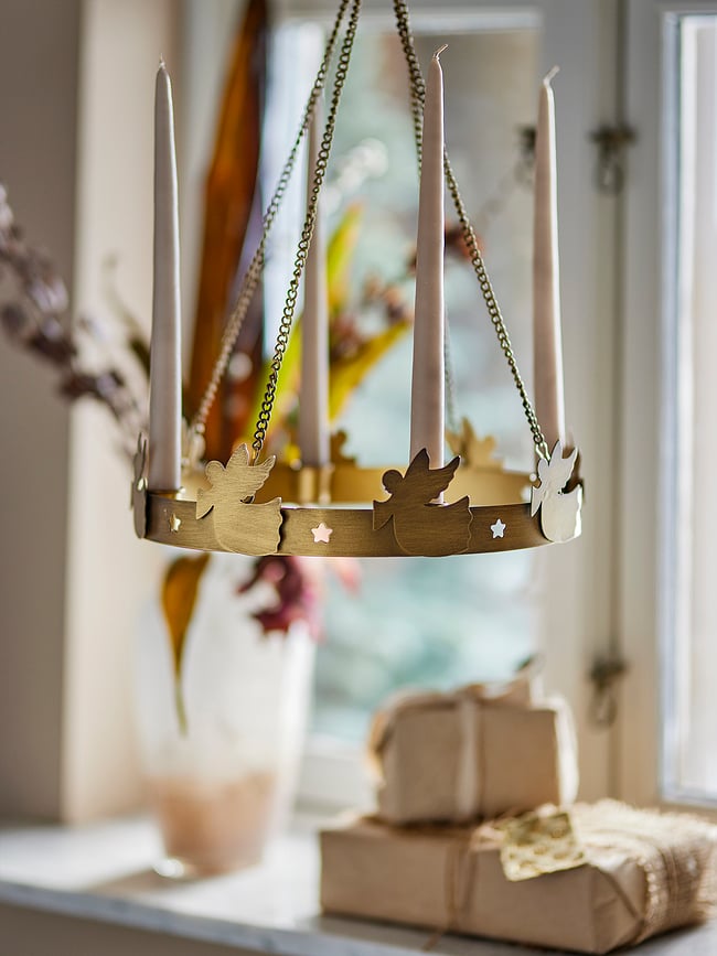 Portavelas colgante Elmir, dorado