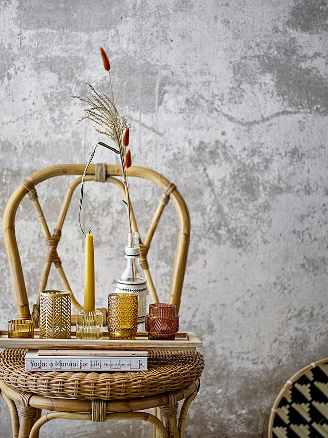 Juego de Portavelas Sanga con bandeja, marrón, Set de 10 piezas