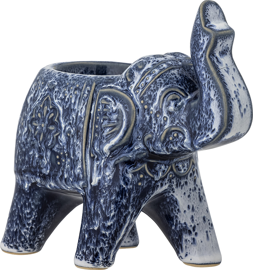 Portavelas elefante Oliphant, para vela de té, azul