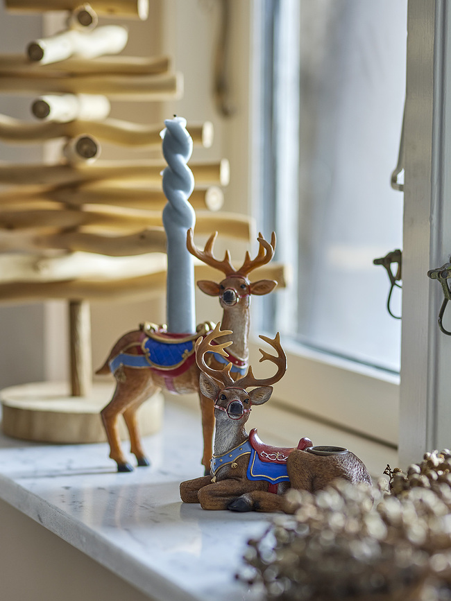 Portavelas navideños Glory, con diseño de renos, Pack de 2