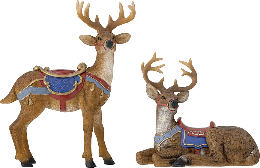 Portavelas navideños Glory, con diseño de renos, Pack de 2