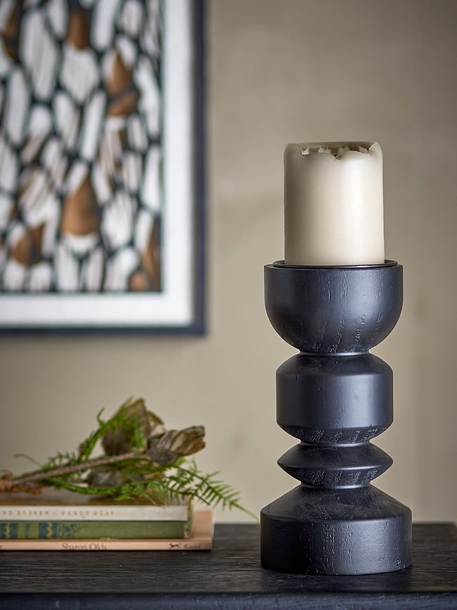 Candelabro para vela clásica Bowen, 27,5 cm, negro